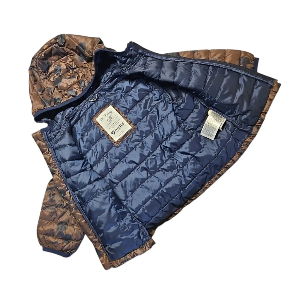 Baby GAP Brown and Blue Mickey Mouse Puffer Jacket 12-18 Months